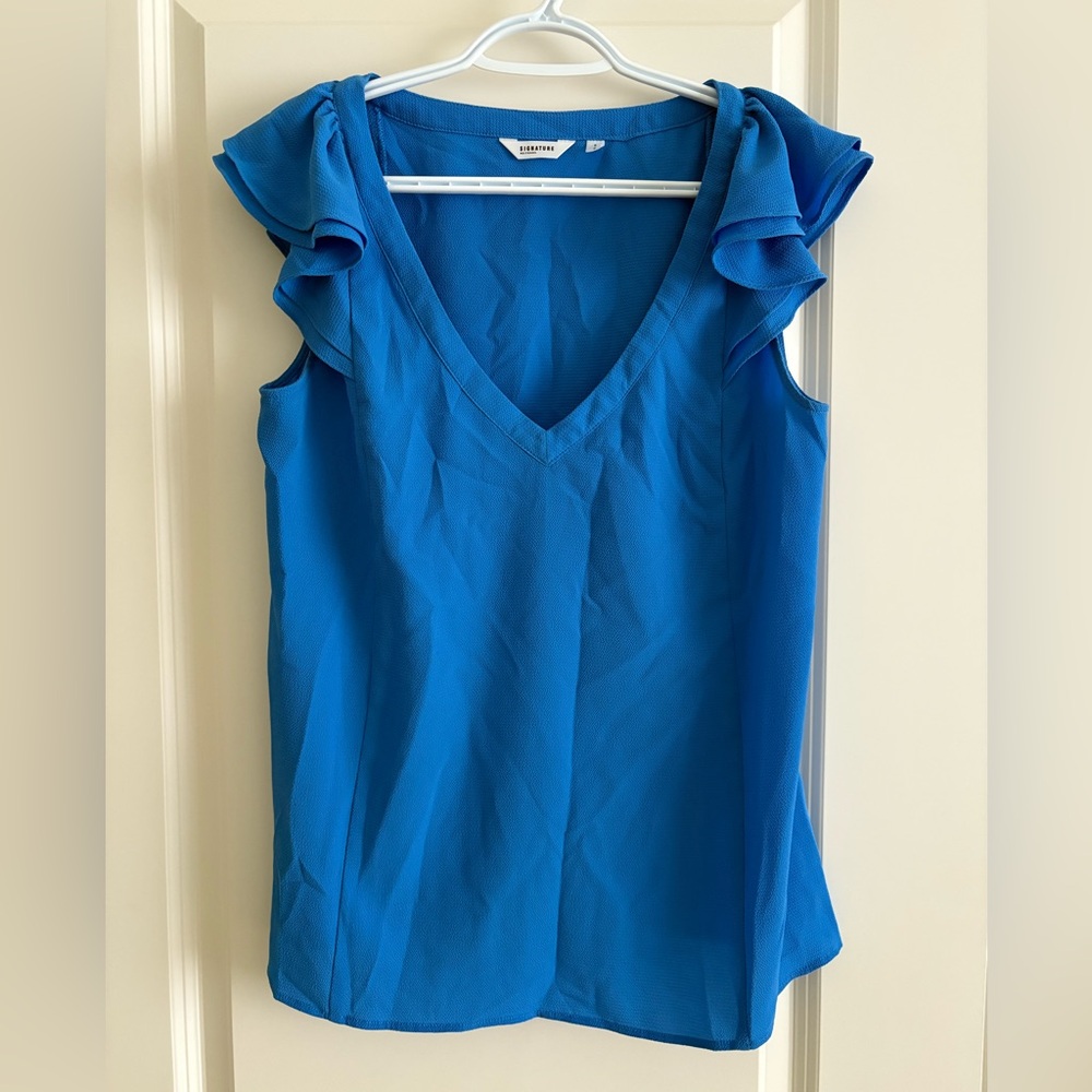 Reitmans Royal Blue V-Neck Blouse